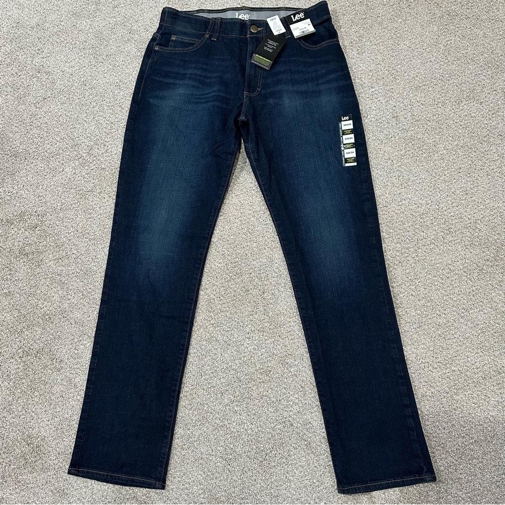 Lee Men's Active Stretch Straight Taper Jeans 34x34